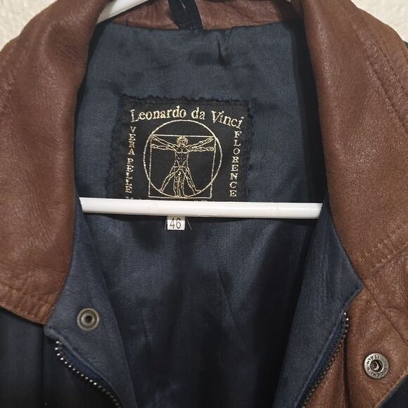 LEONARDO DA VINCE AVIATOR BOMBER JACKET SIZE LEATHER JACKET SIZE 46 - Picture 5 of 11